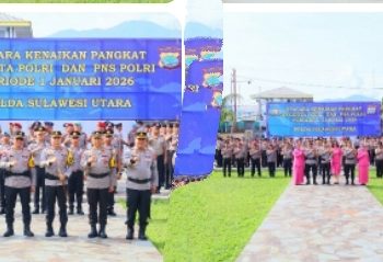 Kapolda Sulut Pimpin Upacara Korps Raport, 320 Personel Terima Kenaikan Pangkat Periode 1 Januari 2026