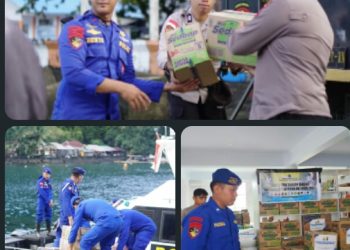 Gunakan Kapal Polairud KPC XV-2015, Polda Sulut Kirimkan Bantuan Logistik ke Sitaro